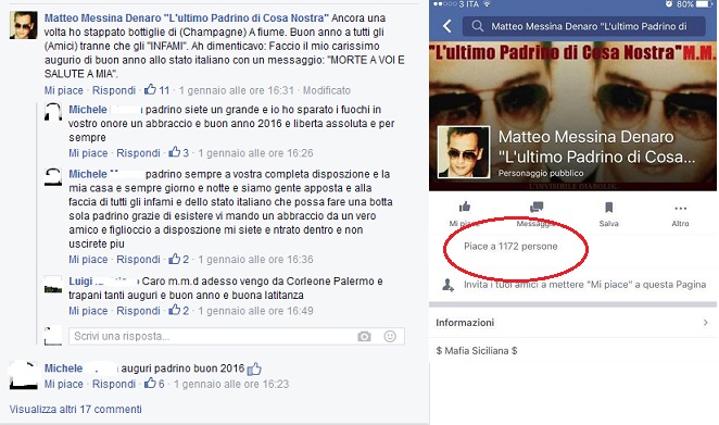 Mille fan su Facebook per Messina Denaro