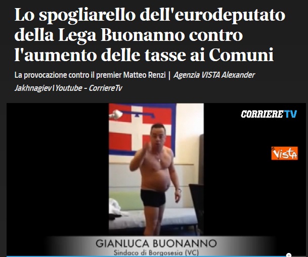 il leghista Buonanno si spoglia contro Renzi