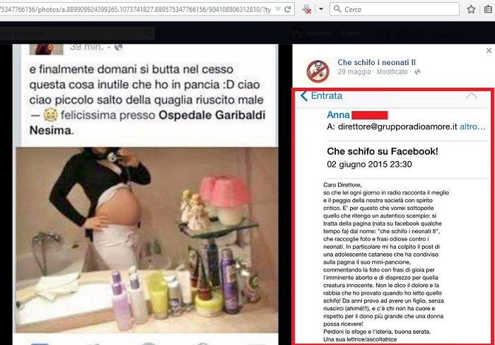 su facebook gruppo contro i neonati